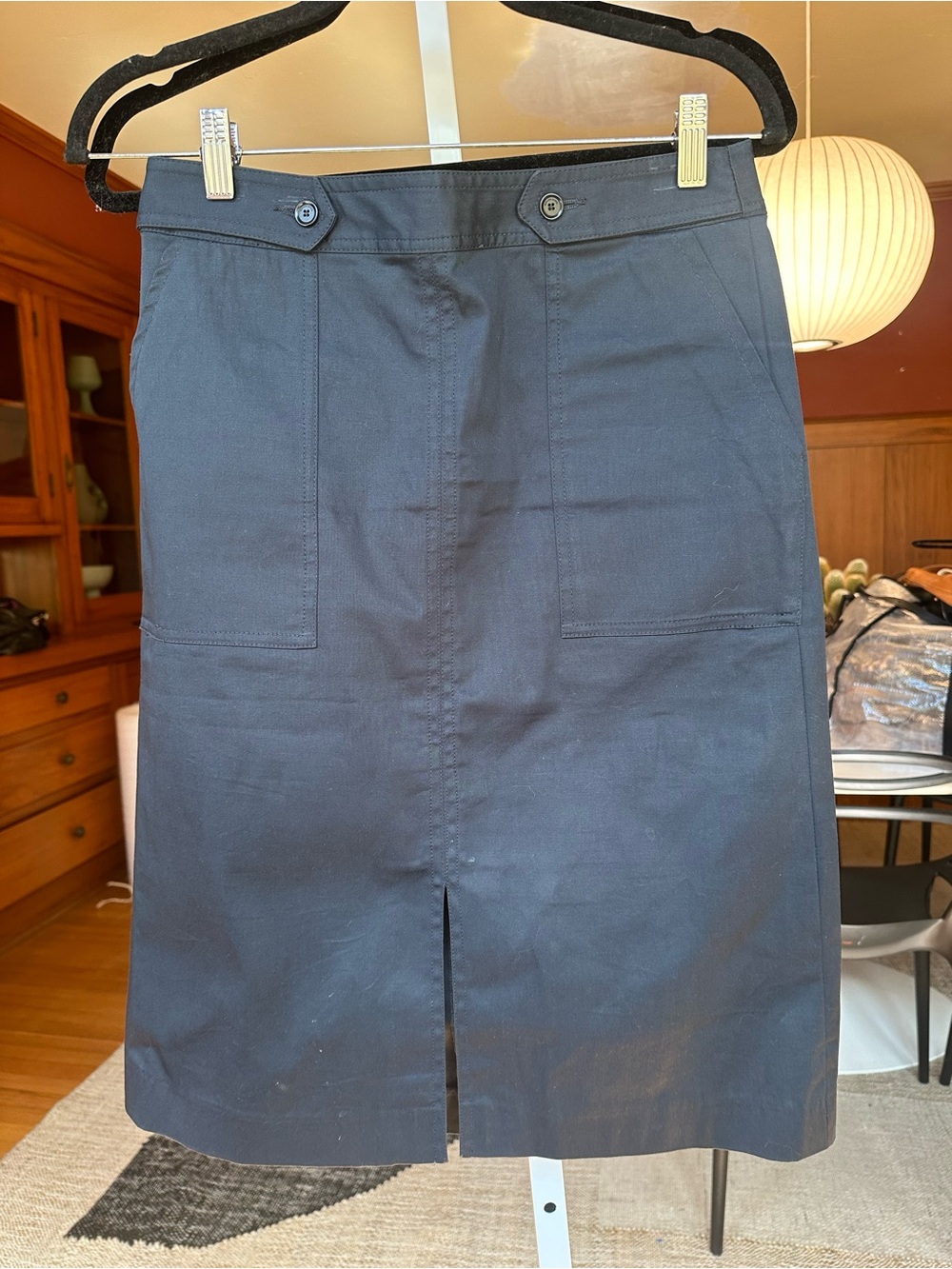 Gerard Darel Navy Pencil Skirt with Front Vent